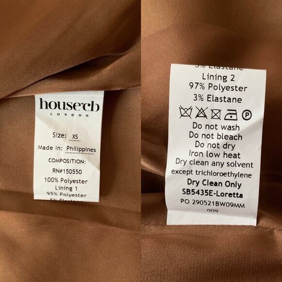 HOUSE OF CB Loretta Brown Toffee Satin Off Shoulder Corset Bustier Drape Dress - Picture 12 of 15